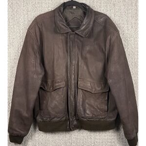 Midwest International Leather Bomber Flight Jacket Brown‎ XL A2 Pilot Coat